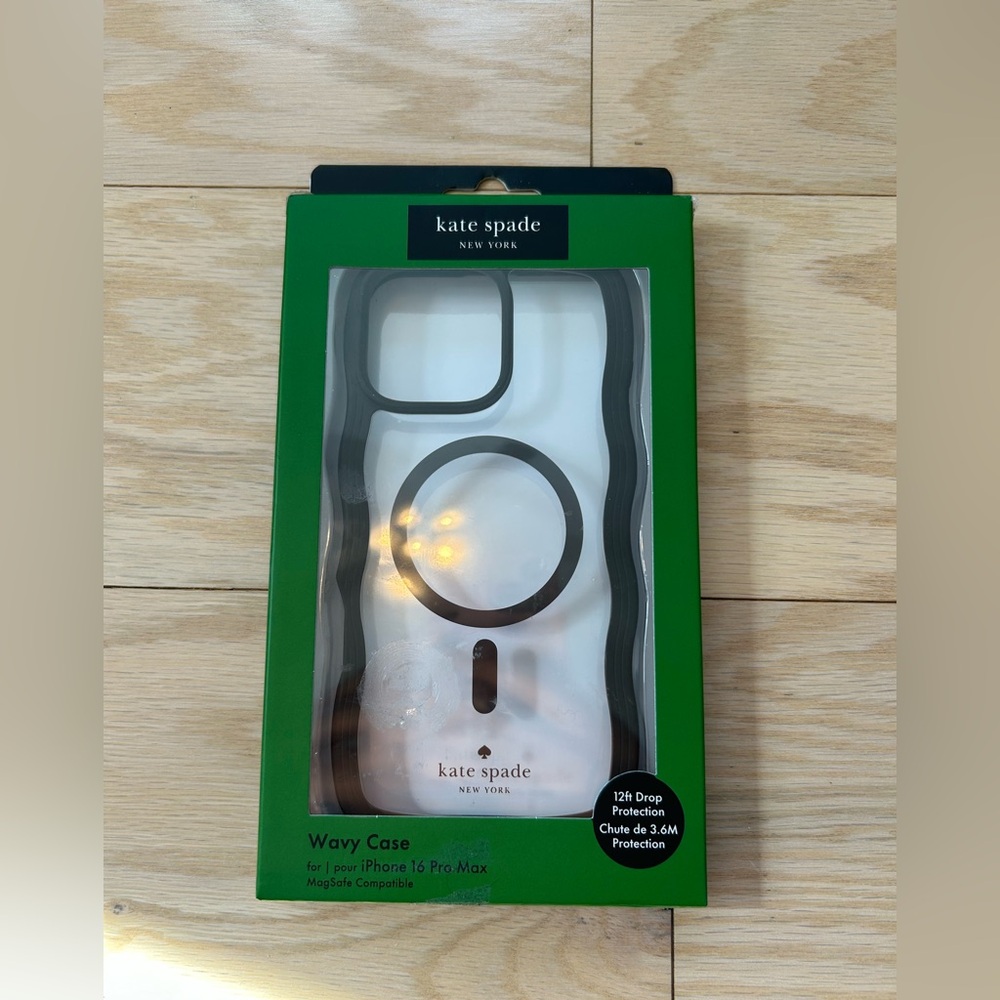New Kate Spade Black and Clear Wavy Case for IPhone 16 Pro Max With MagSafe